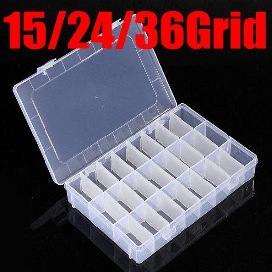 10/15/24/36 Grid Adjustable Bead Organizer Jewelry Box Storage Case