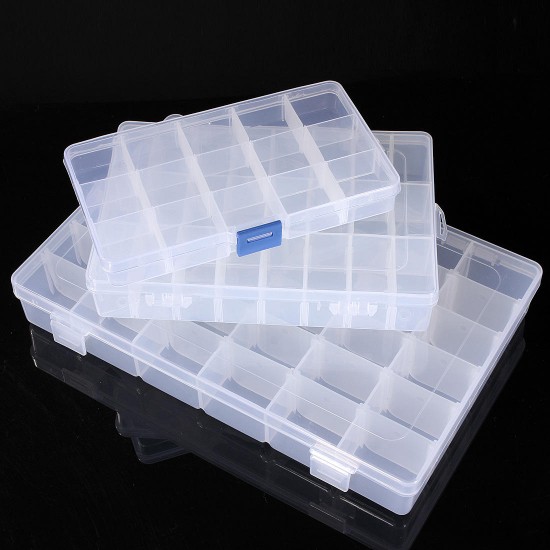 10/15/24/36 Grid Adjustable Bead Organizer Jewelry Box Storage Case