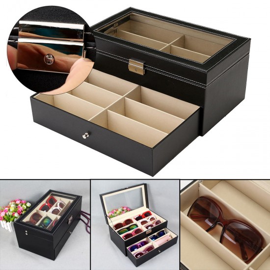 12 Black Eyeglasses Sunglass Oversized Storage Display Case Glasses Organizer