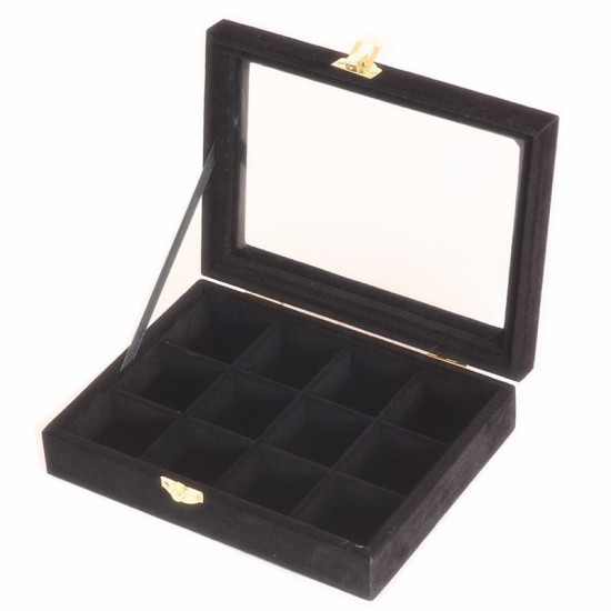 12 Grids  Jewelry Box Velvet Storage Organizer Display Showcase