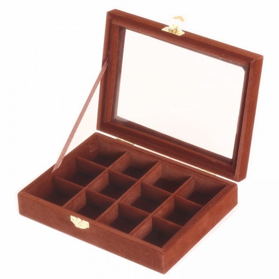 12 Grids  Jewelry Box Velvet Storage Organizer Display Showcase