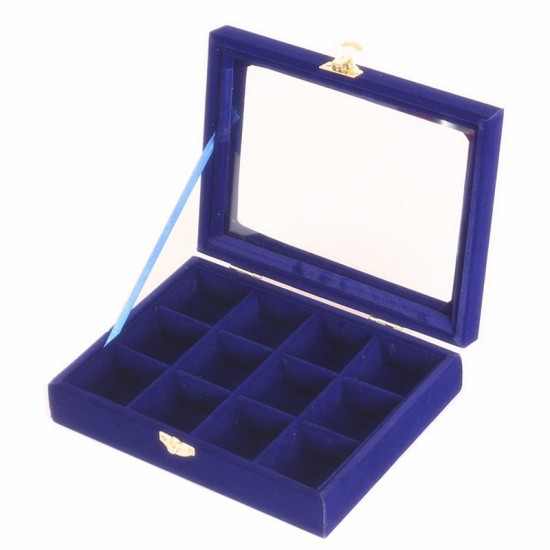 12 Grids  Jewelry Box Velvet Storage Organizer Display Showcase