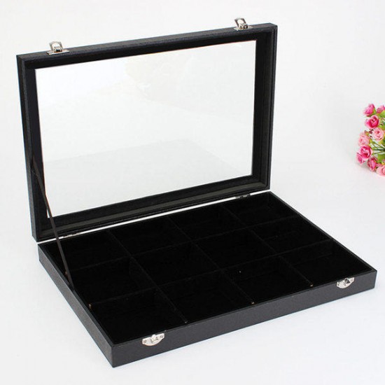 12 Grids Jewelry Tray Storage Box Necklaces Earrings Bracelets Showcase