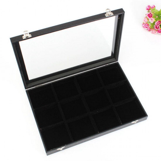 12 Grids Jewelry Tray Storage Box Necklaces Earrings Bracelets Showcase