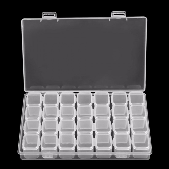 28 Slots Decoration Storage Box Plastic Bead Organizer Jewelry Box Storage Case