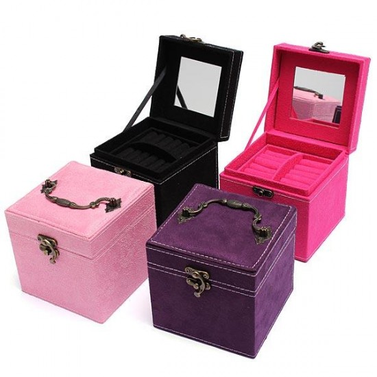 3 Layers Velvet Necklace Rings Jewelry Box Case Display Storage Container
