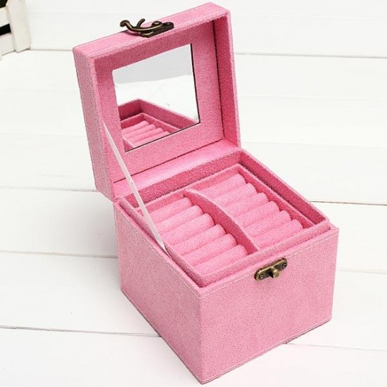 3 Layers Velvet Necklace Rings Jewelry Box Case Display Storage Container