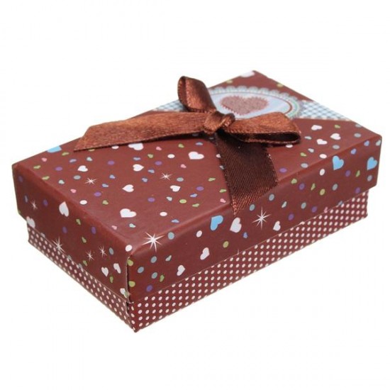 Mixed Color Ribbon Bowknot Heart Square Jewelry Packaging Box Case