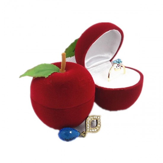 Velvet Apple Shape Ring Earrings Jewelry Display Storage Box Velvet Apple Shape Ring Earrings Jewelry Display Storage Box