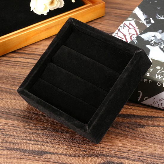 1 Pcs Ice Velvet Ring Earrings Display Stand Jewelry Tray Holder Storage Box