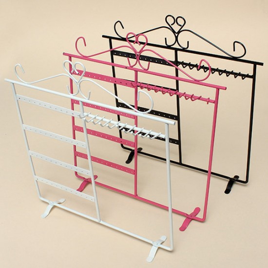 10 Hooks 48 Holes Earrings Necklace Jewelry Display Rack Holder Stand