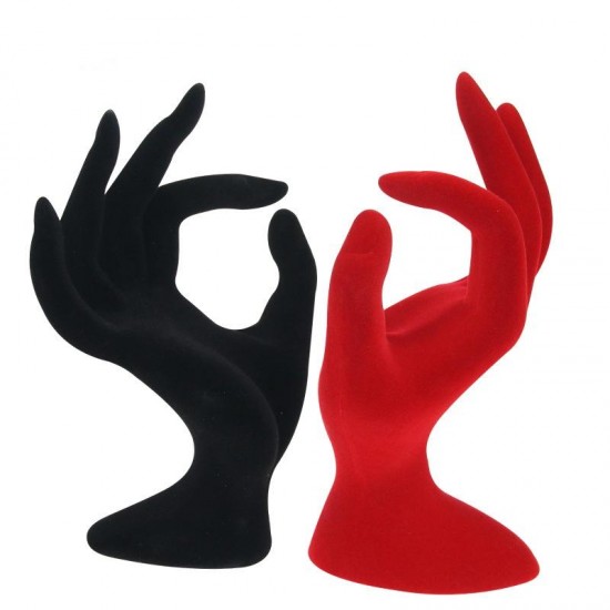 1Pcs Black/Red Velvet Jewelry Display Stand Ring Bracelet Necklace Hanging Hand Holder Show Rack