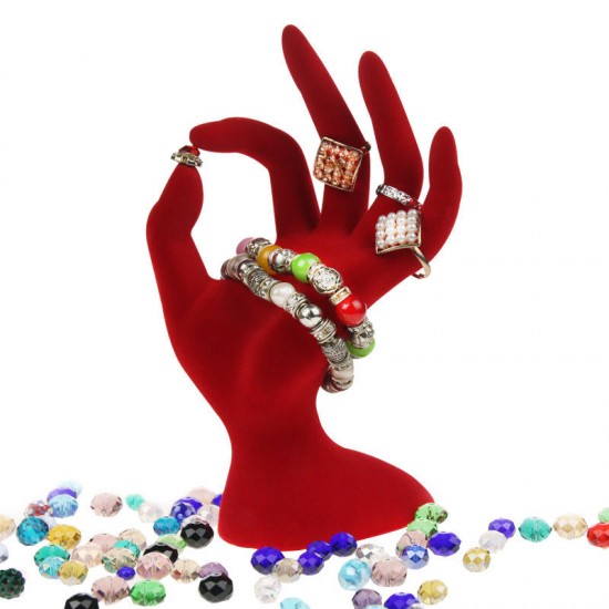 1Pcs Black/Red Velvet Jewelry Display Stand Ring Bracelet Necklace Hanging Hand Holder Show Rack
