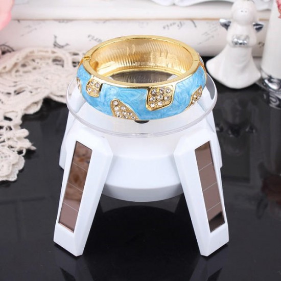 360 Degree Light Solar Powered Jewelry Rotating Display Stand Turn Plate