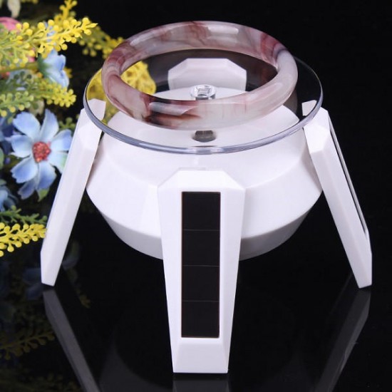 360 Degree Light Solar Powered Jewelry Rotating Display Stand Turn Plate