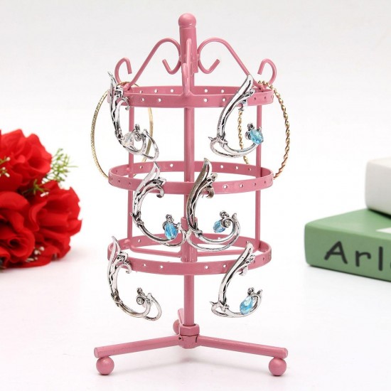 72 Holes Metal Round Shaped Jewelry Display Stand Holder Showcase