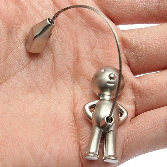 1 PC Creative Silver Mr P Boy Akimbo Key Ring Chain Fob Gift