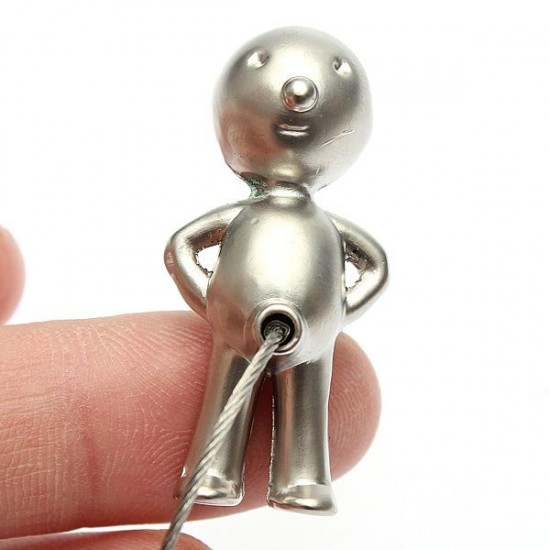 1 PC Creative Silver Mr P Boy Akimbo Key Ring Chain Fob Gift