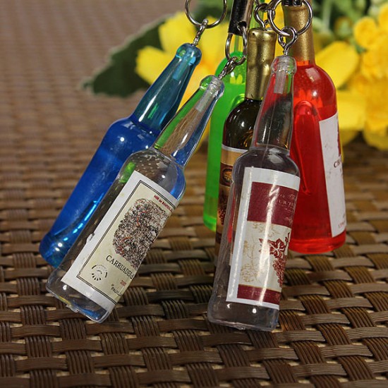 10Pcs Mixed Color Mini Wine Bottle Keychain Pendant For Phone Decor