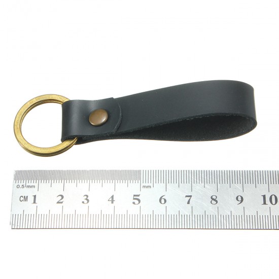 2.8cm Black Leather Belt Key Chain Ring Loop For Man