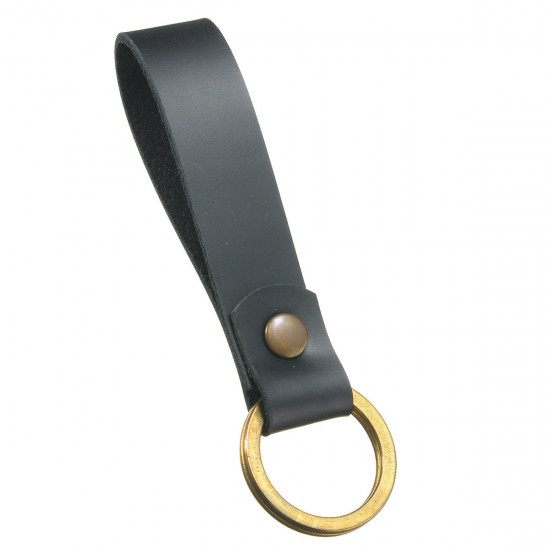 2.8cm Black Leather Belt Key Chain Ring Loop For Man