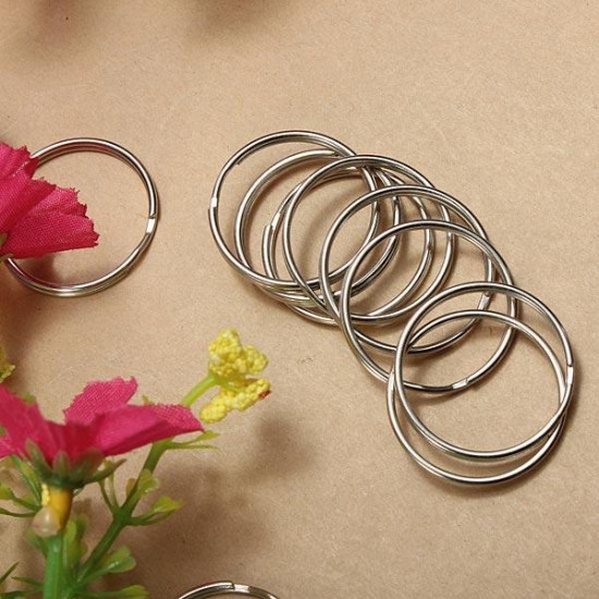 96-100Pcs 25mm Metal Split Rings Nickel Steel Hoop Key Rings