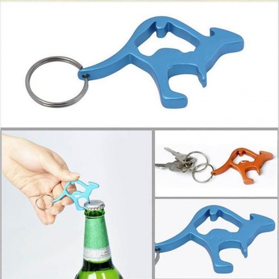 Animal Kangaroo Beer Bottle Cap Convenient Opener Keyring Keychain