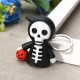Black Led Light Skeleton Keychain with Scary Sound Pumpkin Design Key Ring