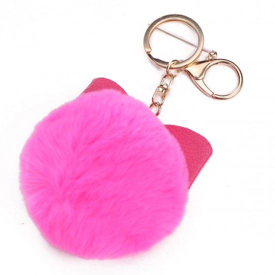 Bowknot Fur Ball Fluffy Elegant Handbag Charm Car Key Ring Keychain