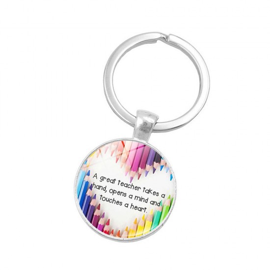 Teachers' Day Key Chain Key Ring Thanks Gift Keychain Teaching Love Gem Silver Nursery