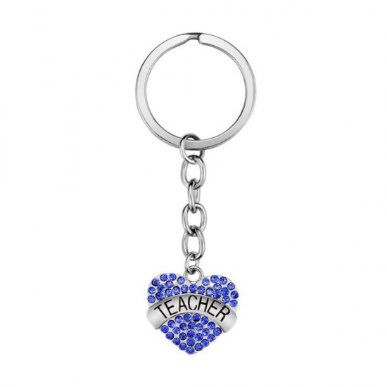 Teachers' Day Keychain Crystal Heart Alloy Gift Key Ring Key Chain