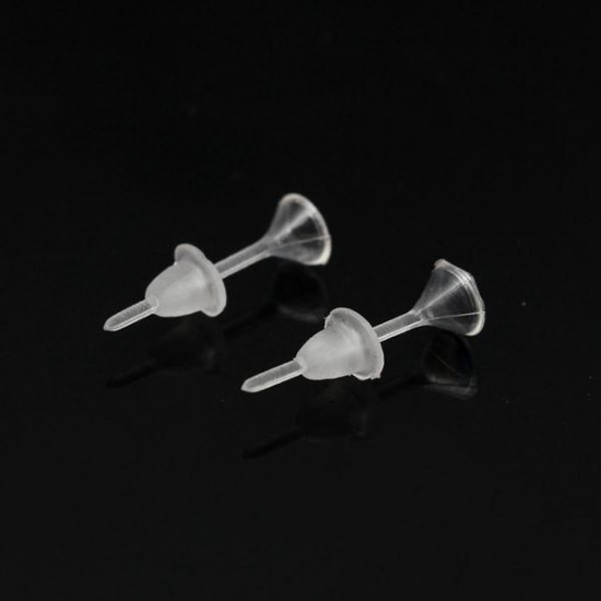 1 Pair Clear Plastic Earring Backs Stoppers Earnuts Studs Ear Plug