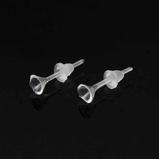 1 Pair Clear Plastic Earring Backs Stoppers Earnuts Studs Ear Plug