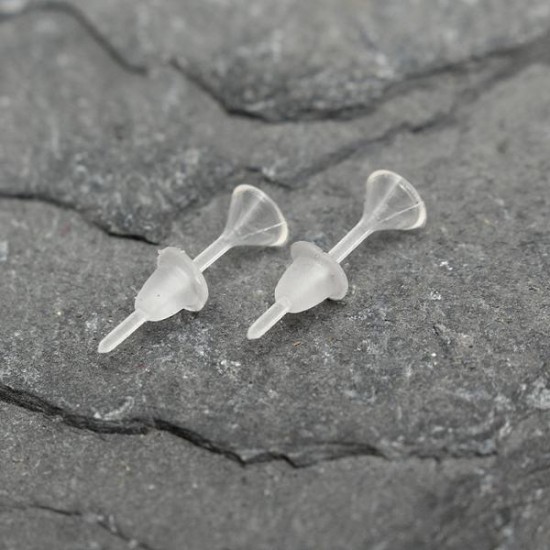 1 Pair Clear Plastic Earring Backs Stoppers Earnuts Studs Ear Plug