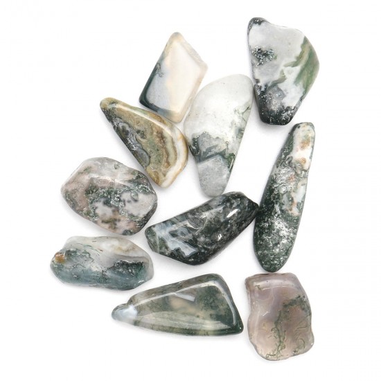 10 Pcs of Natural Stone Moss Agate Crystal DIY Jewelry