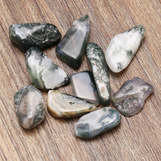 10 Pcs of Natural Stone Moss Agate Crystal DIY Jewelry