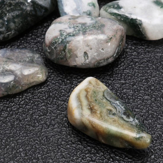 10 Pcs of Natural Stone Moss Agate Crystal DIY Jewelry