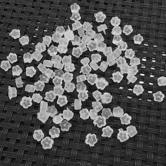 100 PCS Flower Shape Rubber Earring Backs Clear Soft Plugs