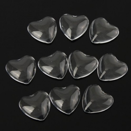 10Pcs Heart Shape Clear Glass Cabochon Dome DIY Accessories