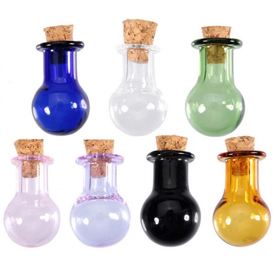13x20mm Multicolor Mini Glass Ball Shaped Message Wishing Bottle Vial