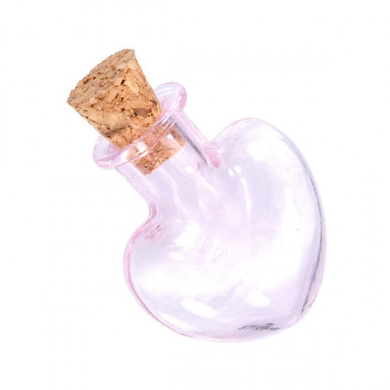 20x26mm Multicolor Mini Glass Heart Shaped Message Wishing Bottle Vial