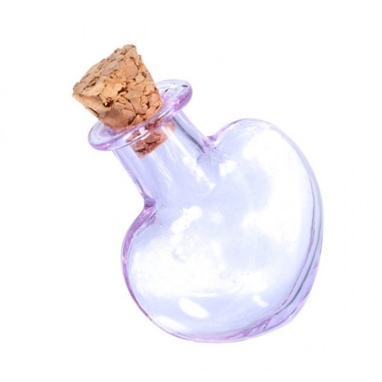 20x26mm Multicolor Mini Glass Heart Shaped Message Wishing Bottle Vial