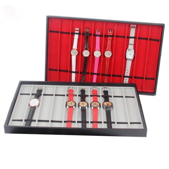 10 Slots Red/Grey Watch Display Tray Bracelet Necklace Jewelry Display Stand