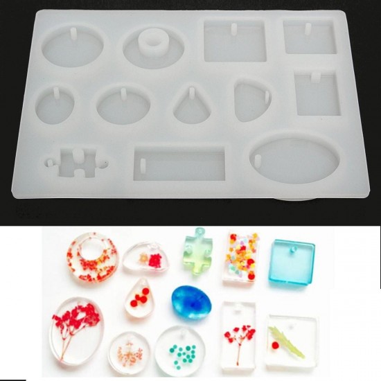 12 Models Silicone Mold Mould Resin DIY Pendant Jewelry Tools Accessories