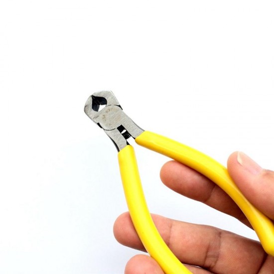 125mm Carbon Steel Yellow Mini Nail Pliers Oblique Mouth for DIY Jewelry Making Craft Tool