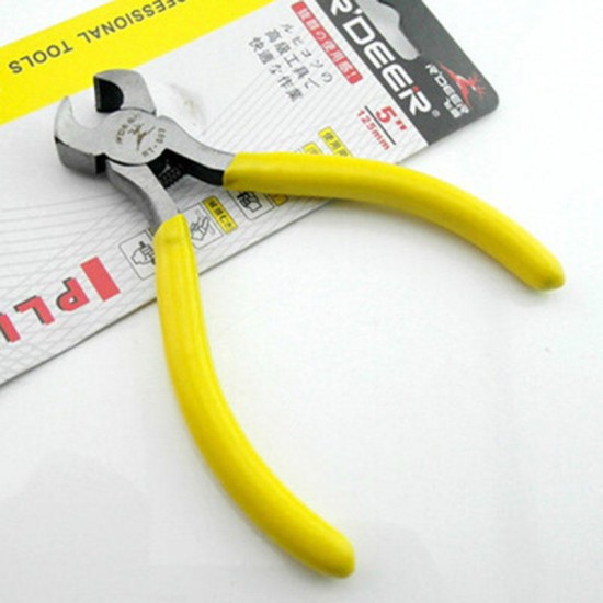 125mm Carbon Steel Yellow Mini Nail Pliers Oblique Mouth for DIY Jewelry Making Craft Tool