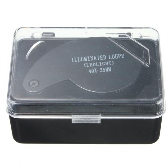 Eye Watch Magnifier Glass LED Light Jewelry Lens Loupe 40 X 25MM