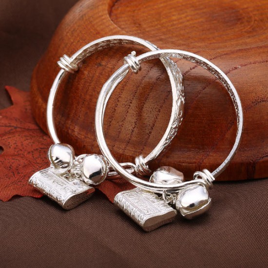 2Pcs Baby Longevity Lock Safety Lock Silver Bell Children Bracelet