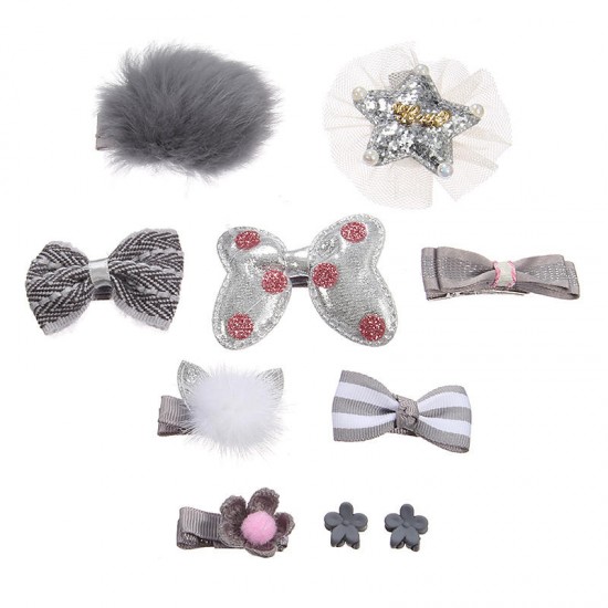 Cute Bowknot Flower Star Fuzz Ball Baby Hairpin Kid's Jewelry Set