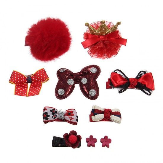 Cute Bowknot Flower Star Fuzz Ball Baby Hairpin Kid's Jewelry Set